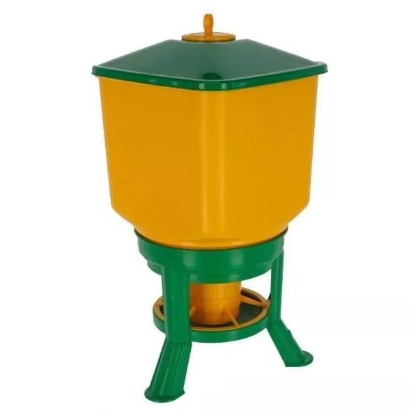 Nourrisseur automatique avec pieds - KERBL - 30 L - Jaune / Vert