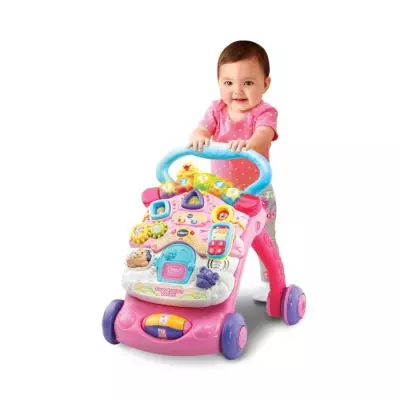 Trotteur parlant 2 en 1 VTECH - Super Trotteur - Rose pour bébé de 9