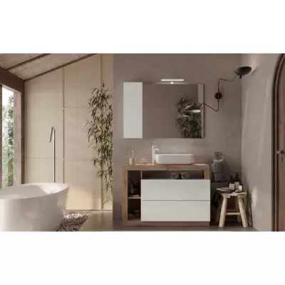 Ensemble Meuble salle de bain HAMBOURG L110 - Vasque + 2 Tiroirs + 3 n