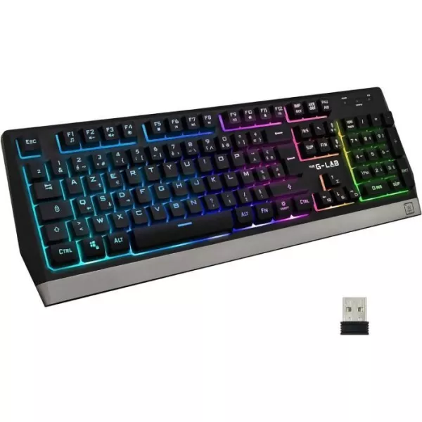 Clavier Gamer - The G-Lab - KEYZ TUNGSTEN - Sans Fil - Rainbow - Azerty - Noir