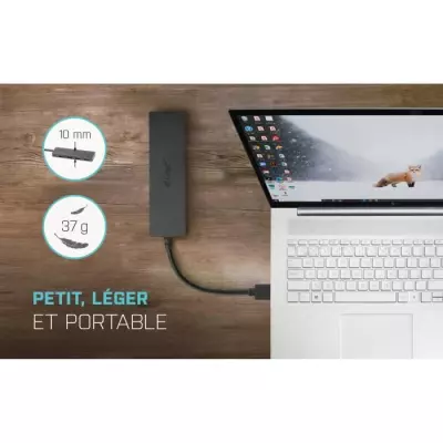 USB-C HUB I-TEC avec 4 Ports USB 3.0 avec Câble Intégré 20cm