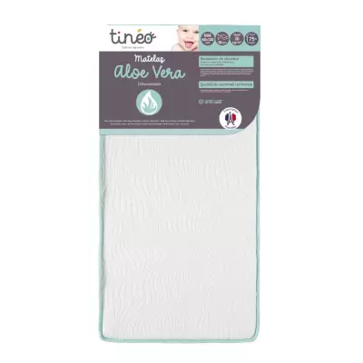 Matelas bébé 60x120x10cm Aloe vera - Peau Sensible - Propriétés An