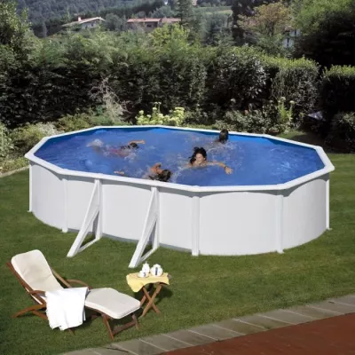 Piscine hors sol ovale blanche GRE Fidji - 5,27 x 3,27 x 1,22 m - Filt