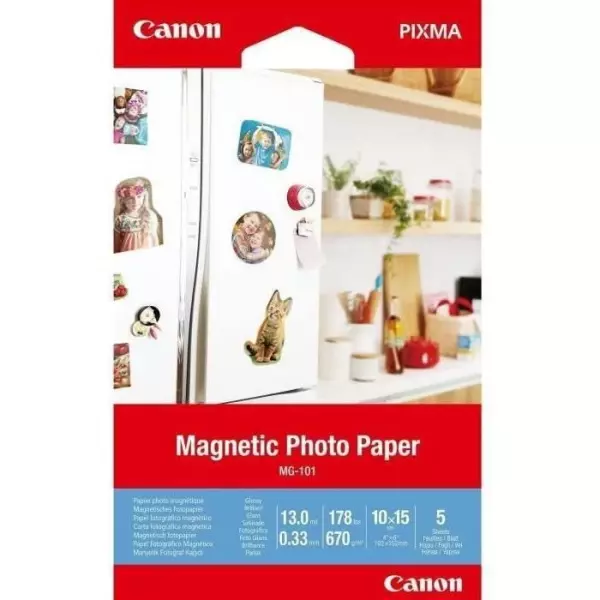 Papier d'impression Canon Papier photo magnétique MG-101 A6 - 5 Feuilles - 670g/m²