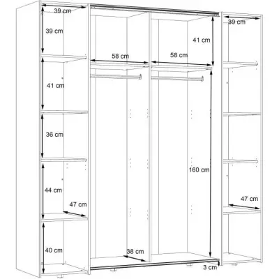 Armoire NARAGO - Décor Blanc mat - 2 portes coulissantes + miroir + 2