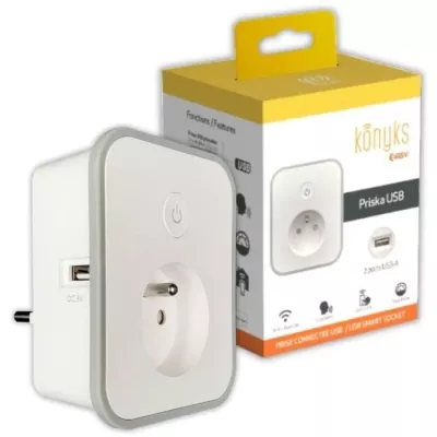 Accessoires maison connectée Konyks Prise Wi-Fi BT 16A 2 prises USB A