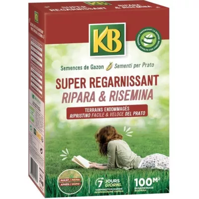 Semences Gazon KB KREGFAC100 - Super Regarnissant 2 kg - Pour terrains