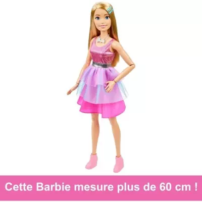 BARBIE GRANDE POUPÉE BLONDE FASHIONISTAS AVEC ROBE ROSE IRISÉE, 71 C