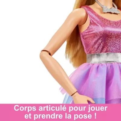 BARBIE GRANDE POUPÉE BLONDE FASHIONISTAS AVEC ROBE ROSE IRISÉE, 71 C