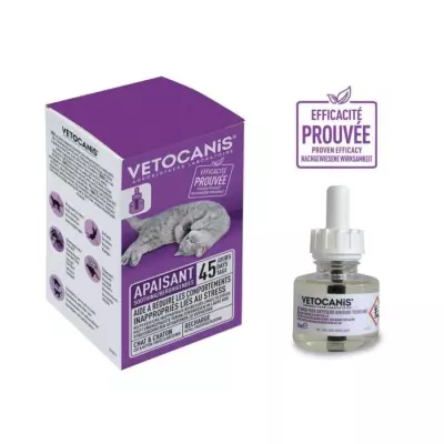 VETOCANIS Recharge pour diffuseur anti-stress pour chat - Efficace 45