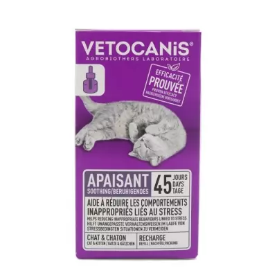 VETOCANIS Recharge pour diffuseur anti-stress pour chat - Efficace 45