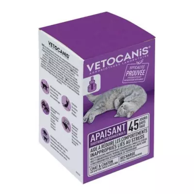 VETOCANIS Recharge pour diffuseur anti-stress pour chat - Efficace 45