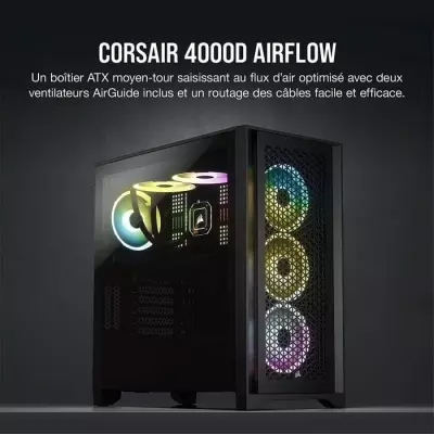 Boîtier PC Gaming - CORSAIR - 4000D Airflow - Moyen Tour - Verre trem