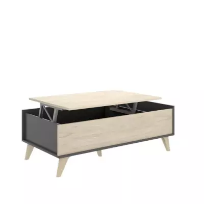 Ensemble salon NESS : Meuble TV + Table basse relevable - Mélaminé -