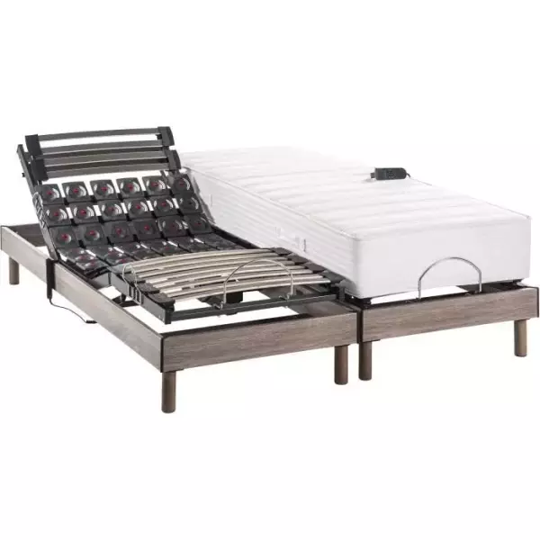 Ensemble relaxation électrique PHYSIOMAX - matelas + sommiers 2x90x200 cm - Ressorts ensachés - DEKO DREAM ERGO 6