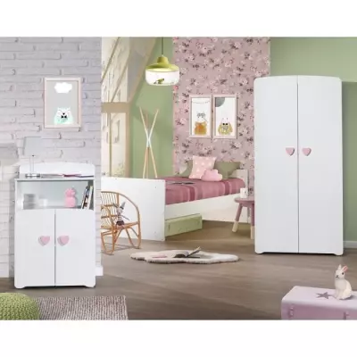 Lit bébé combiné évolutif - BABY PRICE - Basic - Blanc - Bouton co