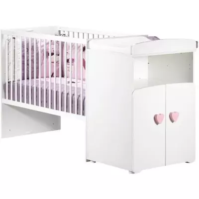 Lit bébé combiné évolutif - BABY PRICE - Basic - Blanc - Bouton co