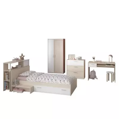 PARISOT Chambre enfant complete - Tete de lit + lit + commode + armoir