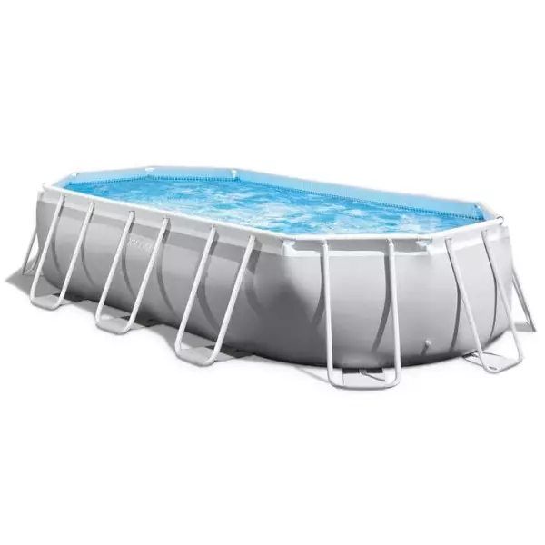 Kit Piscine hors sol tubulaire INTEX - Pris Frame - 503 x 274 x 122 cm - Ovale (Pompe, bâche, tapis de sol et échelle) - 26796