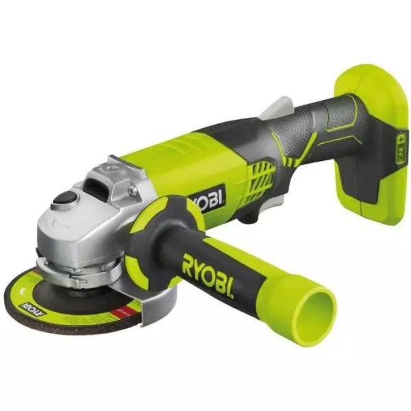 RYOBI - Meuleuse d'angle 18V ONE+ 115 mm - 7 500 tr/min - poignée auxiliaire - Livrée avec 1 disque a ébarber - R18AG-0