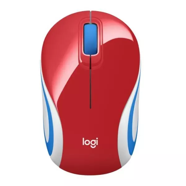 Souris mini - Sans fil - Logitech - M187 - Optique - Rouge