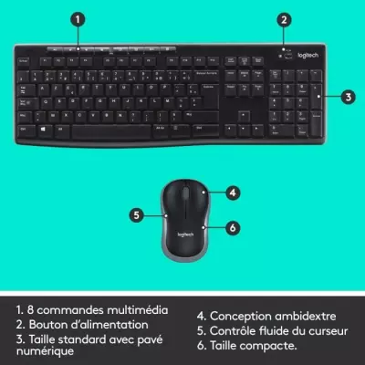 Ensemble clavier et souris - Logitech combo clavier et souris sans fil