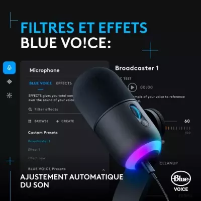 Microphone Logitech G Yeti GX gaming RVB dynamique avec LIGHTSYNC, USB