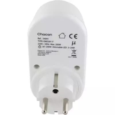 Prise dimmer - CHACON - 54041 - Blanc - 200W - Compatible LED et incan