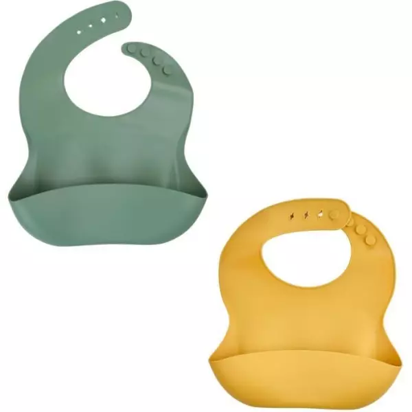 LOT DE 2 BAVOIRS SILICONE 1 VERT CACTUS + 1 JAUNE MIEL