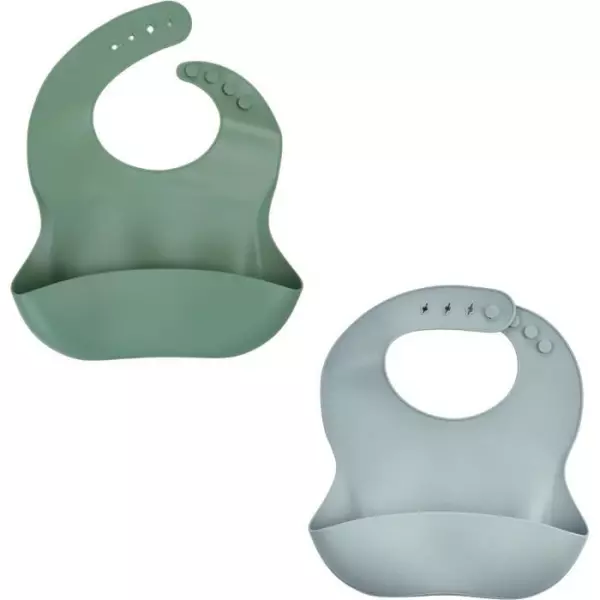 LOT DE 2 BAVOIRS SILICONE 1 VERT CACTUS + 1 GRIS