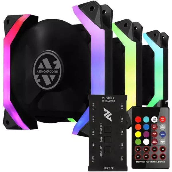 ABKONCORE Spider Spectrum Sync (Pack de 3) - Ventilateur 120mm A-RGB pour boitier