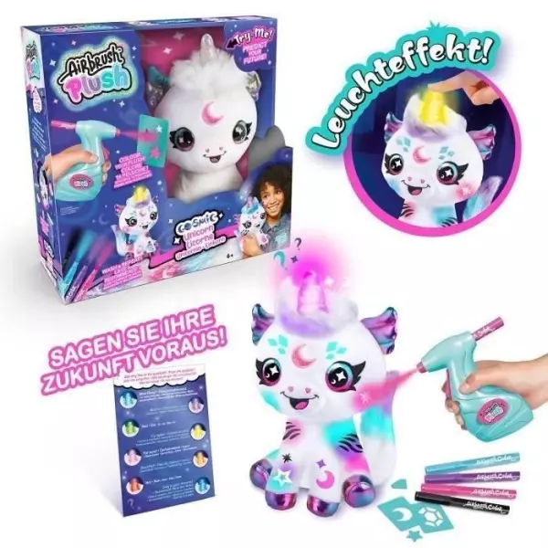 Canal Toys - Airbrush Plush - Peluche Licorne Cosmique a personnaliser avec corne lumineuse - AIR 028