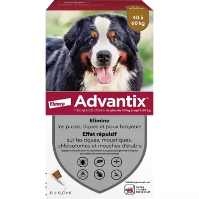 ADVANTIX Chien Solution Antiparasitaire Tres Grande Race 40 a 60kg 6 p