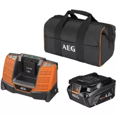 AEG - 1 batterie Pro lithium 18V 4,0 Ah HIGH DEMAND, chargeur, en sac