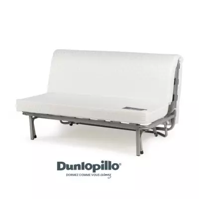 DUNLOPILLO Banquette BZ 2 places - Tissu Taupe + 2 coussins noir - L 1