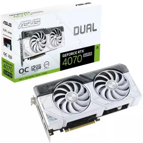 Carte Graphique ASUS DUAL-RTX4070 SUPER-O12G-WHITE - 12 Go GDDR6X - PCI Express 4.0 - DLSS 3