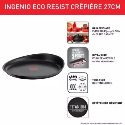 TEFAL Ingenio Eco Resist Poele a crepe 27 cm, Induction, Empilable, Fo