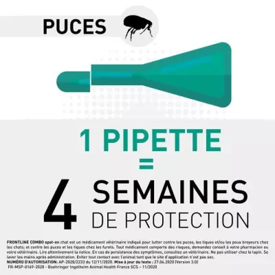 FRONTLINE Spot On Chat 6 pipettes - Puces tiques et poux