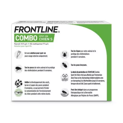 FRONTLINE Combo Chien S - 2 a 10 kg - 6 Pipettes - Puces tiques et pou