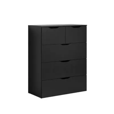 Commode BASIX - 5 tiroirs - Noir Mat - L80 x P40 x H101 cm