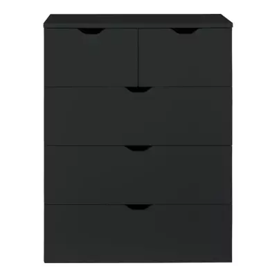 Commode BASIX - 5 tiroirs - Noir Mat - L80 x P40 x H101 cm