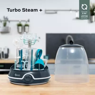 BABYMOOV Turbo Steam(+) - 2 en 1, Stérilisateur biberons vapeur et Eg