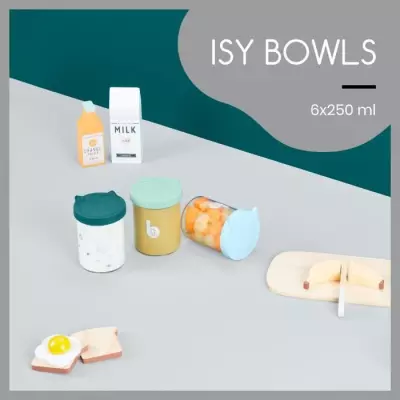 Babymoov ISY BOWLS 6 Pots de conservation en Verre Borosilicate - Grad