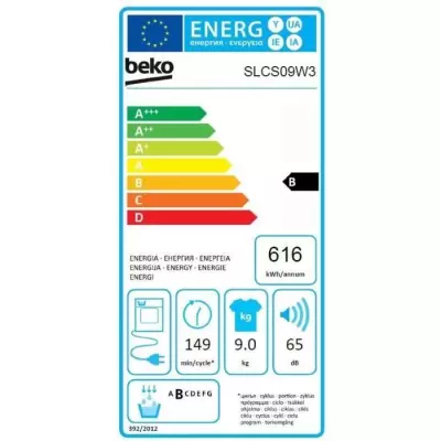 Seche-linge a condensation BEKO b100 SLCS09W3 - 9 kg - L60cm - Classe