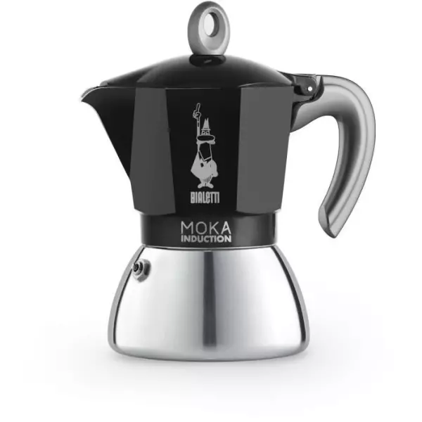 Cafetiere italienne - BIALETTI - NEW MOKA INDUCTION - 6 tasses - 0,28 L - Noir / Argent