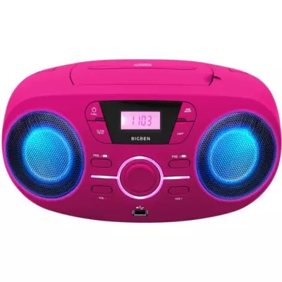 BIGBEN CD61RSUSB Lecteur Radio Cd Portable Usb Rose + Speakers Lumineu