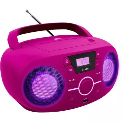 BIGBEN CD61RSUSB Lecteur Radio Cd Portable Usb Rose + Speakers Lumineu