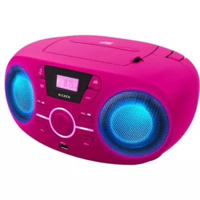 BIGBEN CD61RSUSB Lecteur Radio Cd Portable Usb Rose + Speakers Lumineu