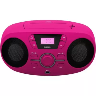 BIGBEN CD61RSUSB Lecteur Radio Cd Portable Usb Rose + Speakers Lumineu