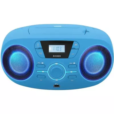 BIGBEN CD61BLUSB Lecteur Radio Cd Portable Usb Bleu + Speakers Lumineu